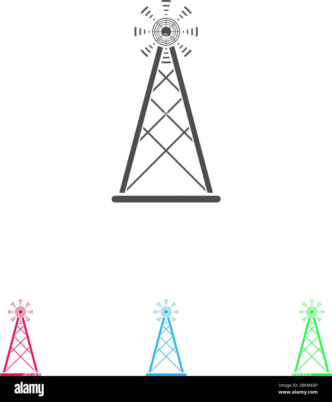 Funkturm-Antennensymbol flach. Farbpiktogramm auf weißem Hintergrund. Vektor-Illustration Symbol und Bonus-Symbole Stock Vektor