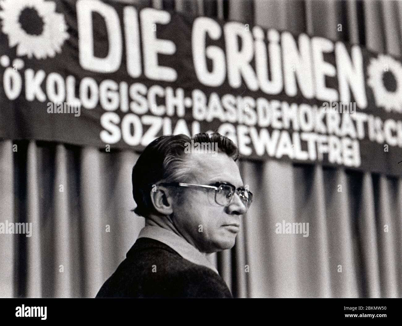 Dortmund, Juni 22,1980 - Rudolf Bahro auf dem ersten nationalen Parteitag der Grünen in Dortmund Stockfoto