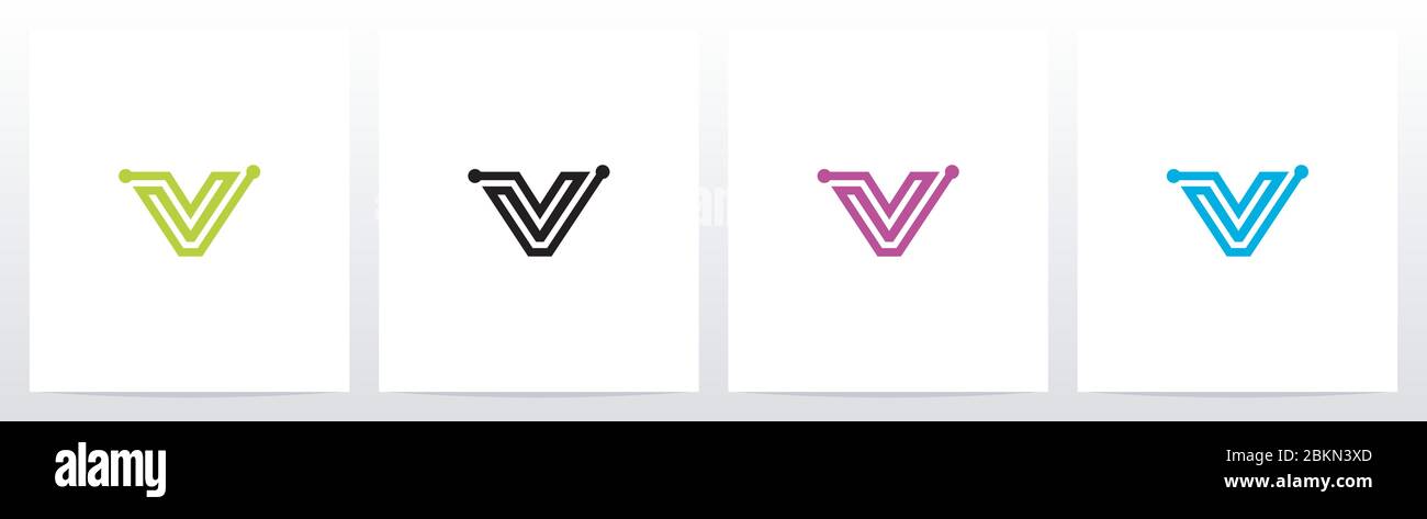 Parallele Linien mit Knoten geformtes Buchstabendesign Logo V Stock Vektor