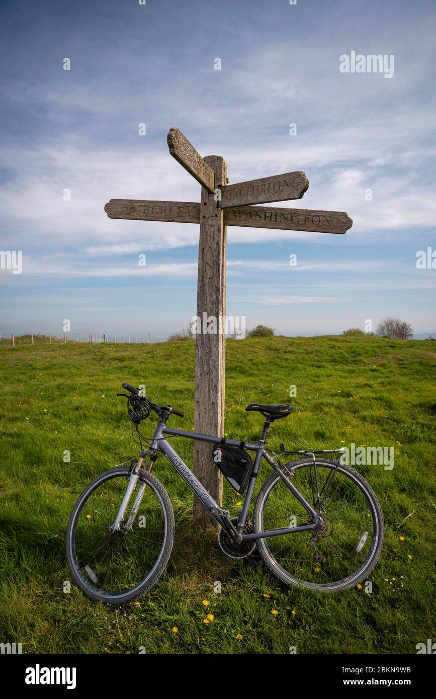 Chantry Post auf dem South Downs Way südlich von Sullington, West Sussex, Großbritannien Stockfoto