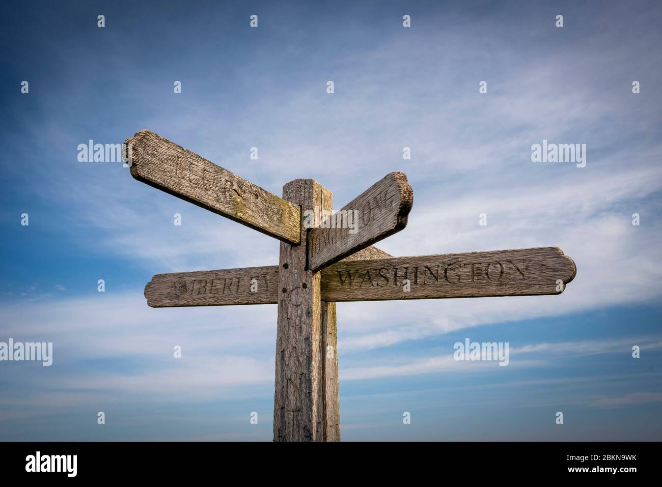 Chantry Post auf dem South Downs Way südlich von Sullington, West Sussex, Großbritannien Stockfoto