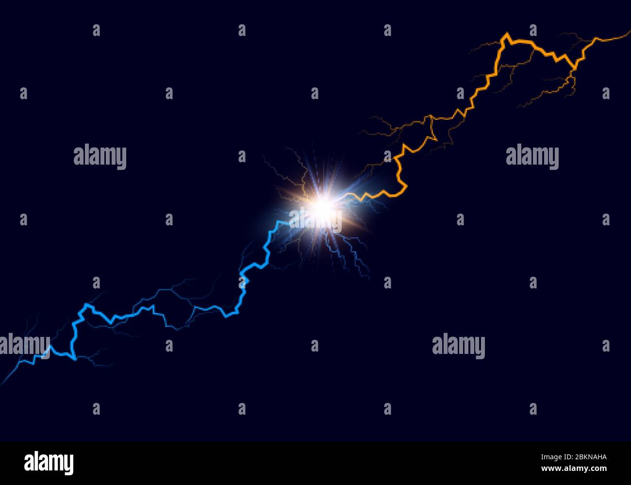 Im Vergleich zum Hintergrund. Blaue und orange Kräfte leuchtet. Vektor Stock Vektor