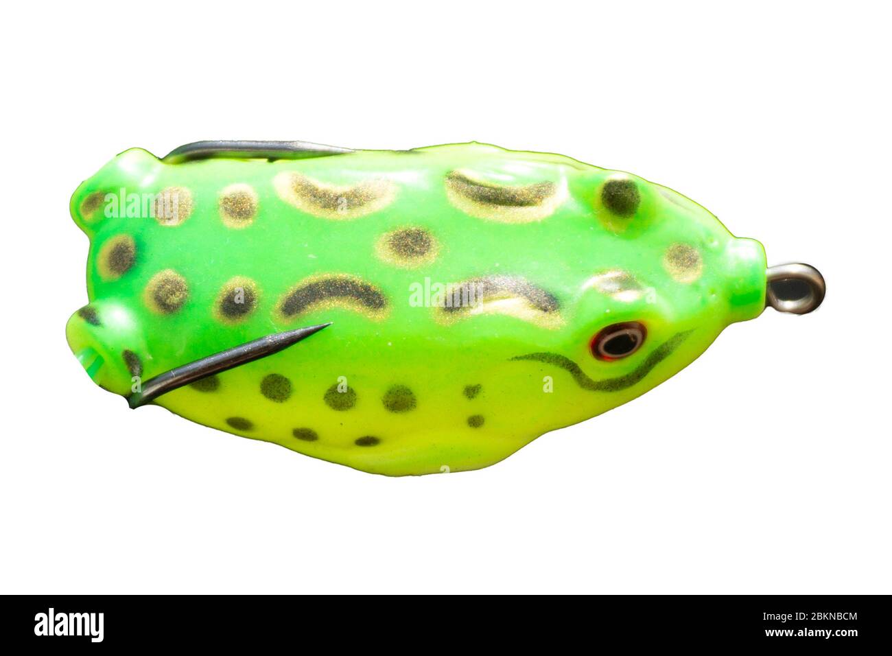 Köder grünen Frosch unwirklich Verwendung für das Angeln weiches Silikon auf weißem Hintergrund. Stockfoto