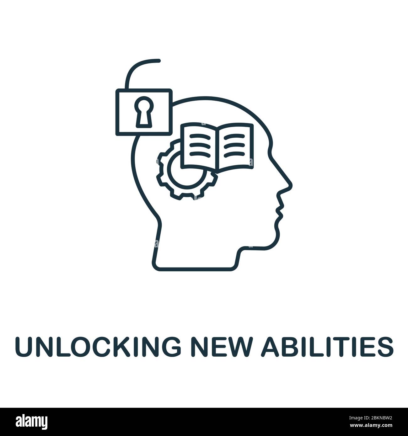 Entsperren des Symbols „Neue Fähigkeiten“ aus der Persönlichkeitssammlung. Einfache Linie Unlocking Neue Fähigkeiten Symbol für Vorlagen, Web-Design und Infografiken Stock Vektor