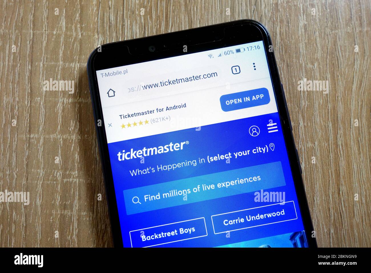 Ticketmaster-Website (www.ticketmaster.com) auf dem Smartphone angezeigt Stockfoto