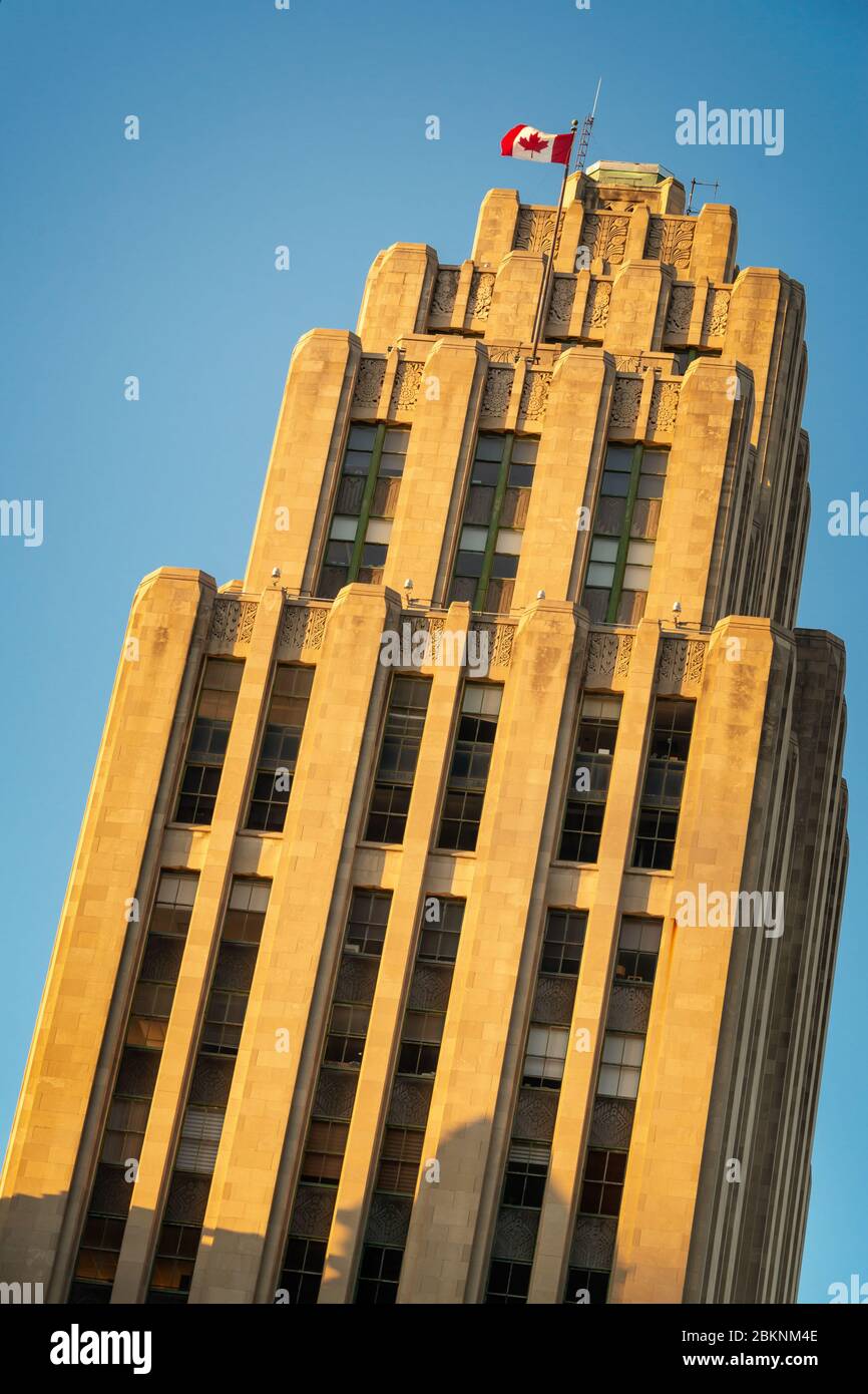 EDIFICE Aldred, ein Art Deco-Gebäude im Old Monteal, Quebec, Kanada Stockfoto