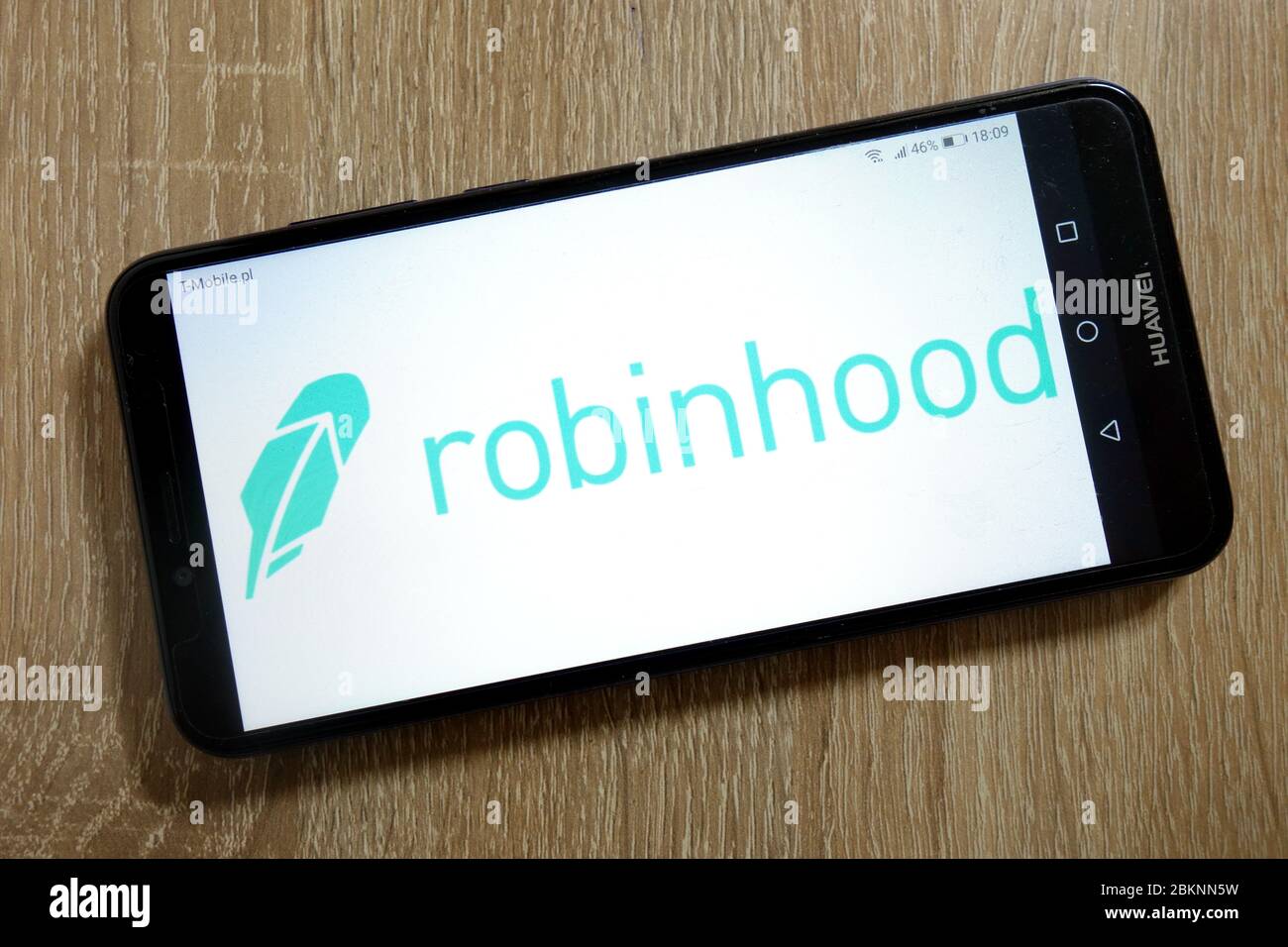 Robinhood Firmenlogo auf Smartphone angezeigt Stockfoto