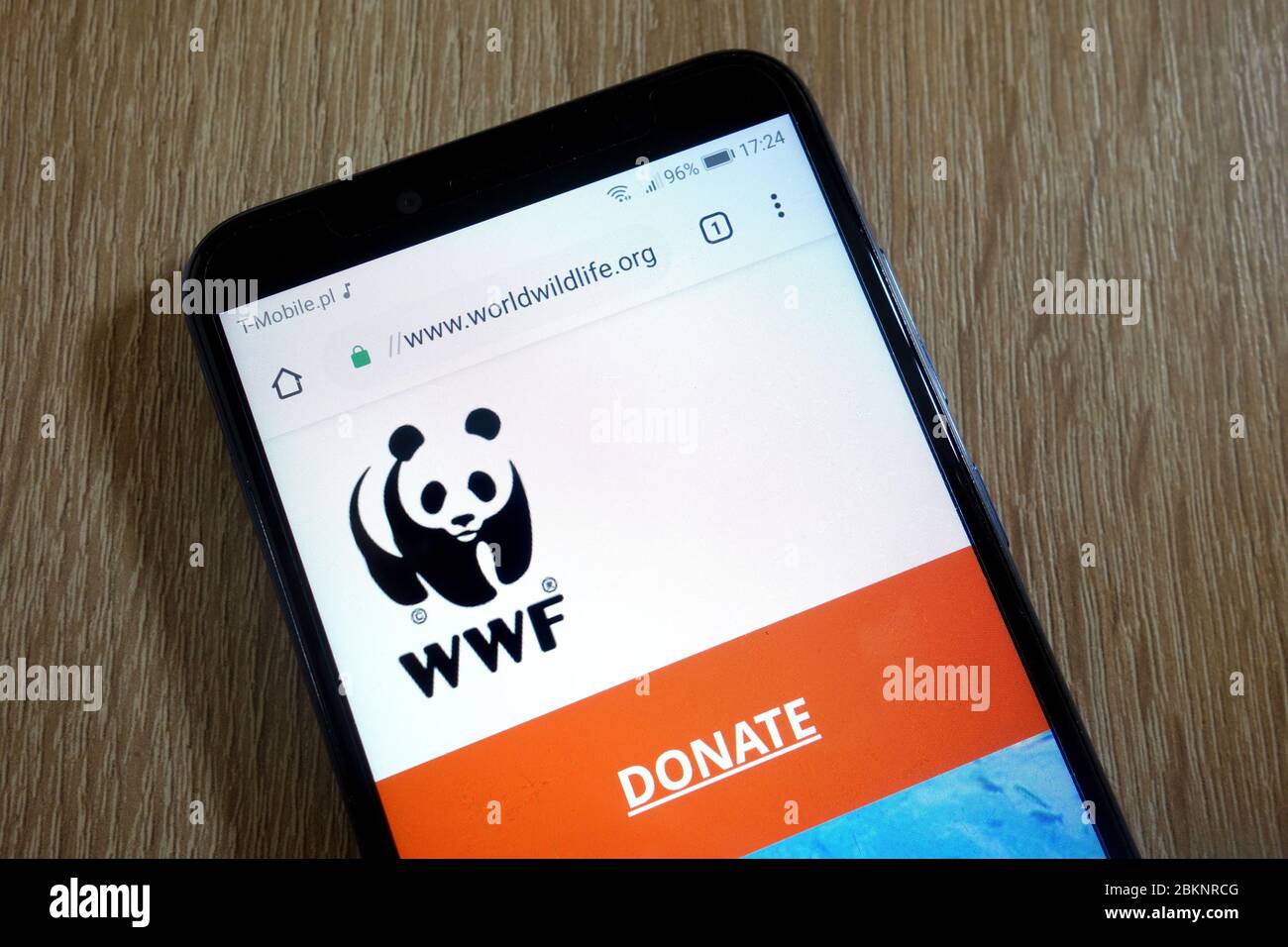 Website des World Wide Fund for Nature (WWF) (www.worldwildlife.org) auf dem Smartphone angezeigt Stockfoto