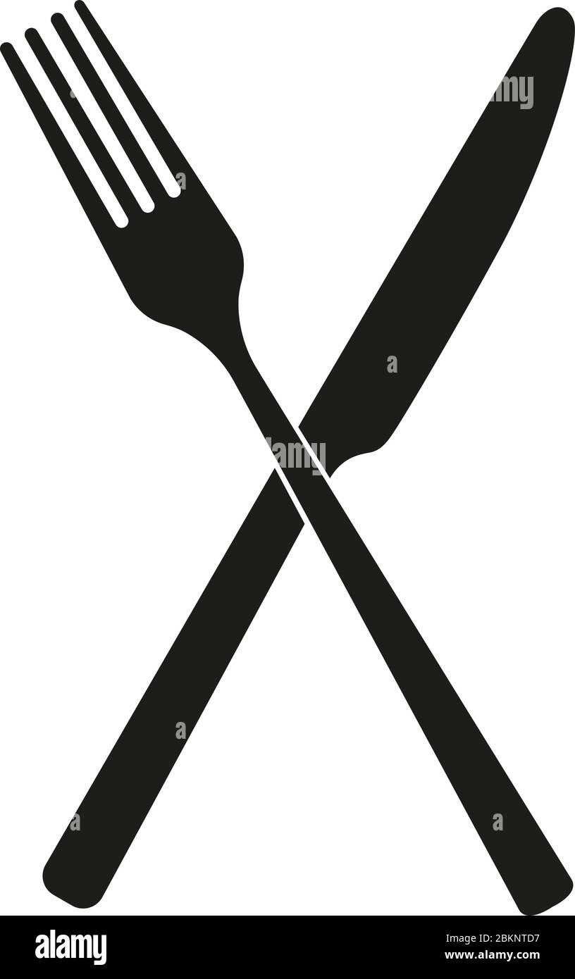 Gekreuzte Gabel und Messer isoliert auf weißem Hintergrund Vektor-Illustration Stock Vektor