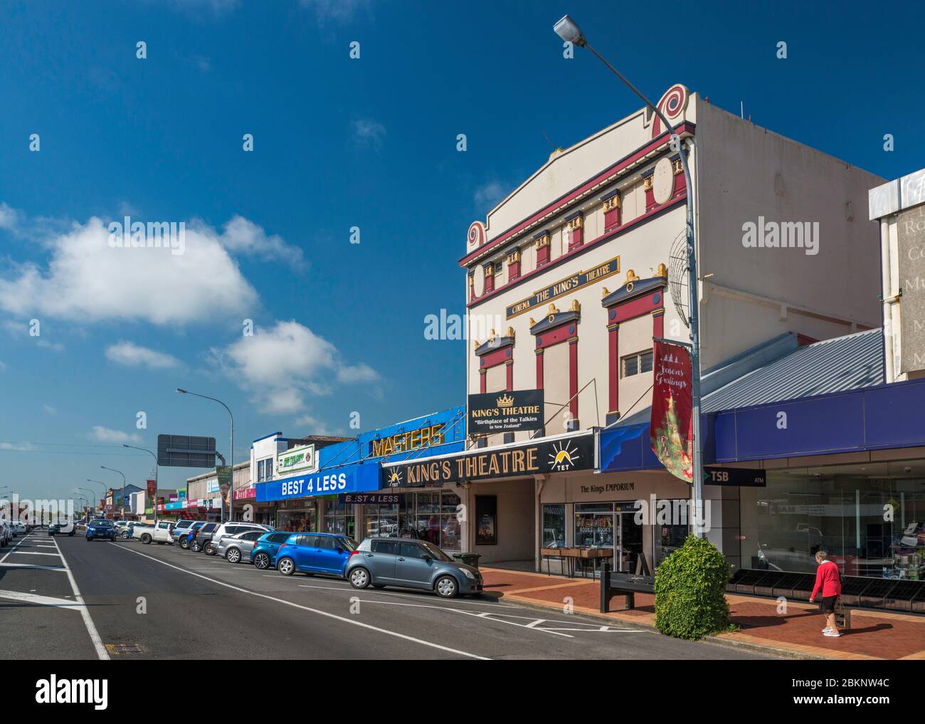 Geschäfte am Broadway in Stratford, Taranaki Region, North Island, Neuseeland Stockfoto