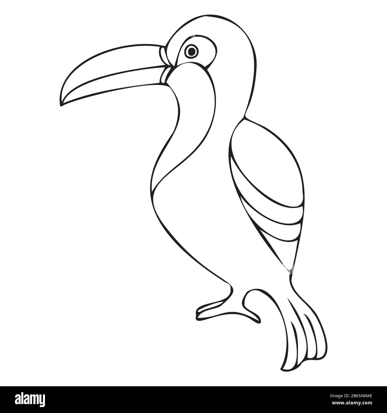 toucan Silhouette Vektor-Illustration, Zeichentrickzeichnung von Tukan tropischen Vogel, Hand gezeichnet einfache Umriss Illustration Stock Vektor