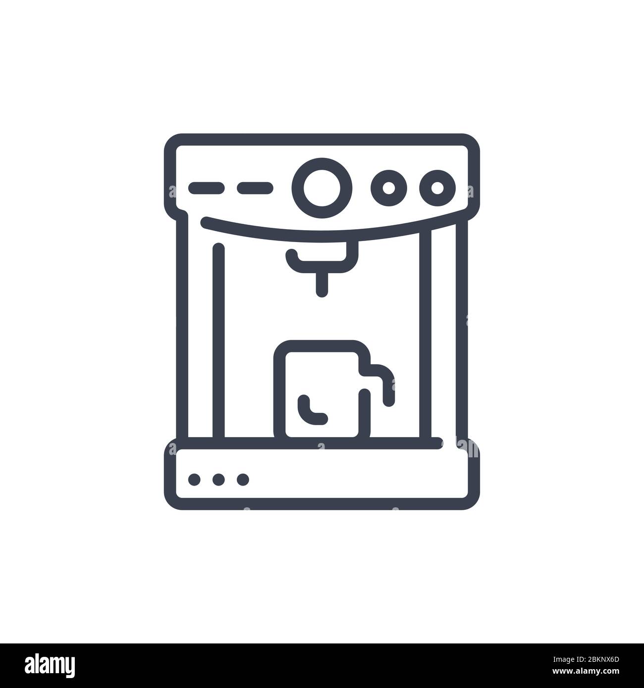 Vektor-Illustration von einer Kaffeemaschine Symbol oder Logo mit schwarzer Farbe und Linie Design-Stil Stock Vektor