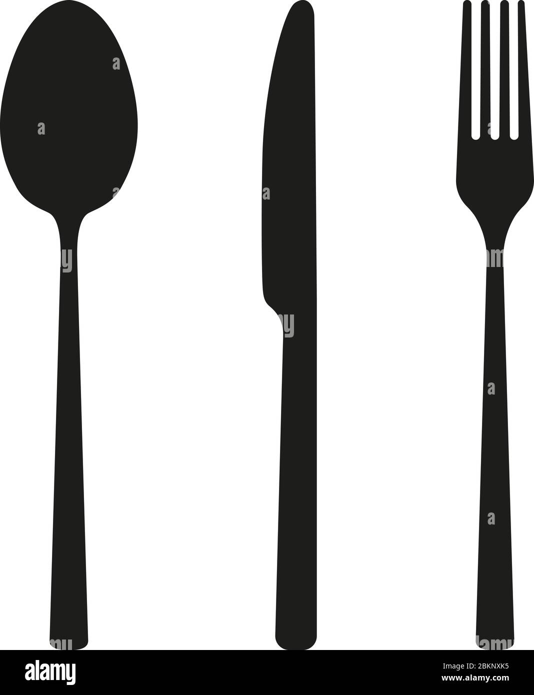 Messer, Gabel und Löffel, Besteck isoliert auf weißem Hintergrund Vektor-Illustration Stock Vektor