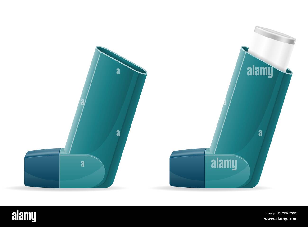 Medizinischer Inhalator für Patienten mit Asthma und Kurzatmigkeit in der Behandlung und Prävention der Krankheit Vektor-Illustration isoliert auf weiß Stock Vektor