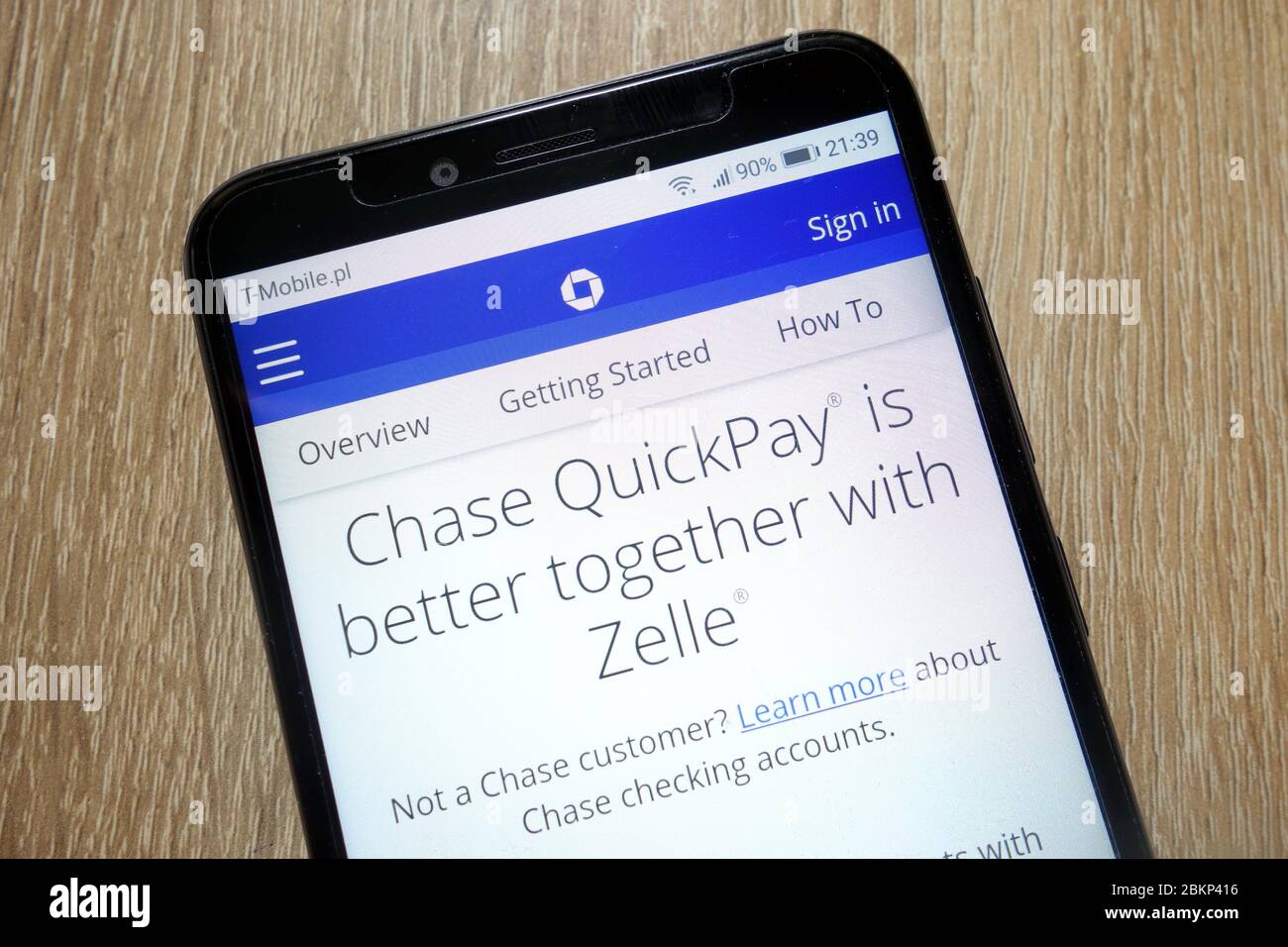 Chase QuickPay Website auf dem Smartphone angezeigt Stockfoto