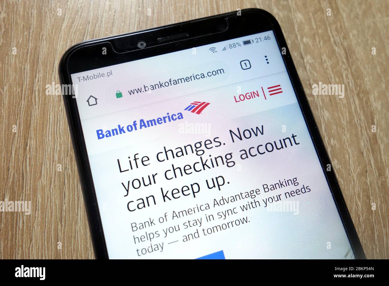 Bank of America Website (www.bankofamerica.com) auf dem Smartphone angezeigt Stockfoto
