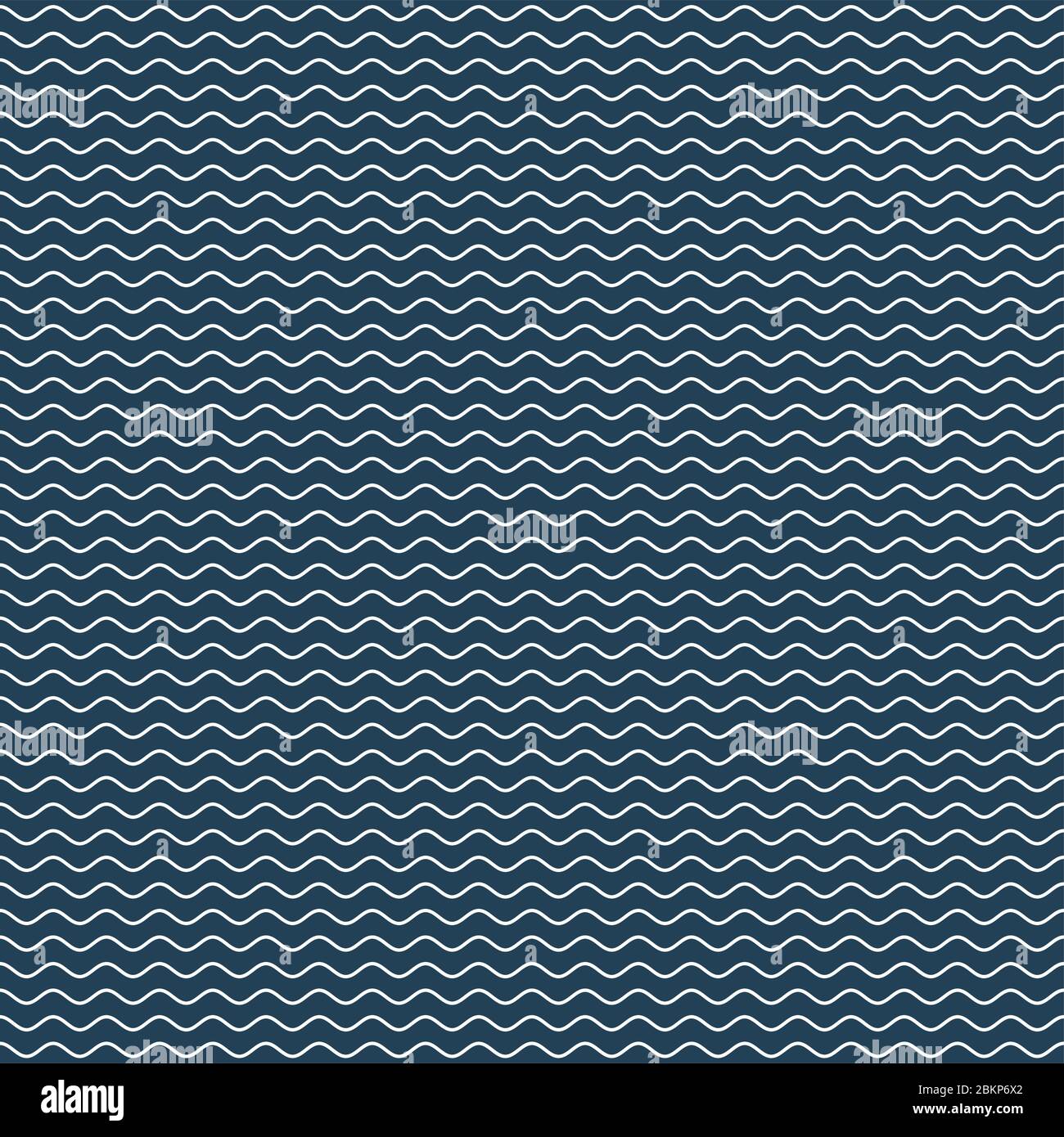 Wellenförmige Linie nahtloses Muster. Weiße Wellenlinien auf dunkelblauem Hintergrund. Welligkeit marine Textur. Vektorgrafiken für Wellenhaftigkeit. Stock Vektor
