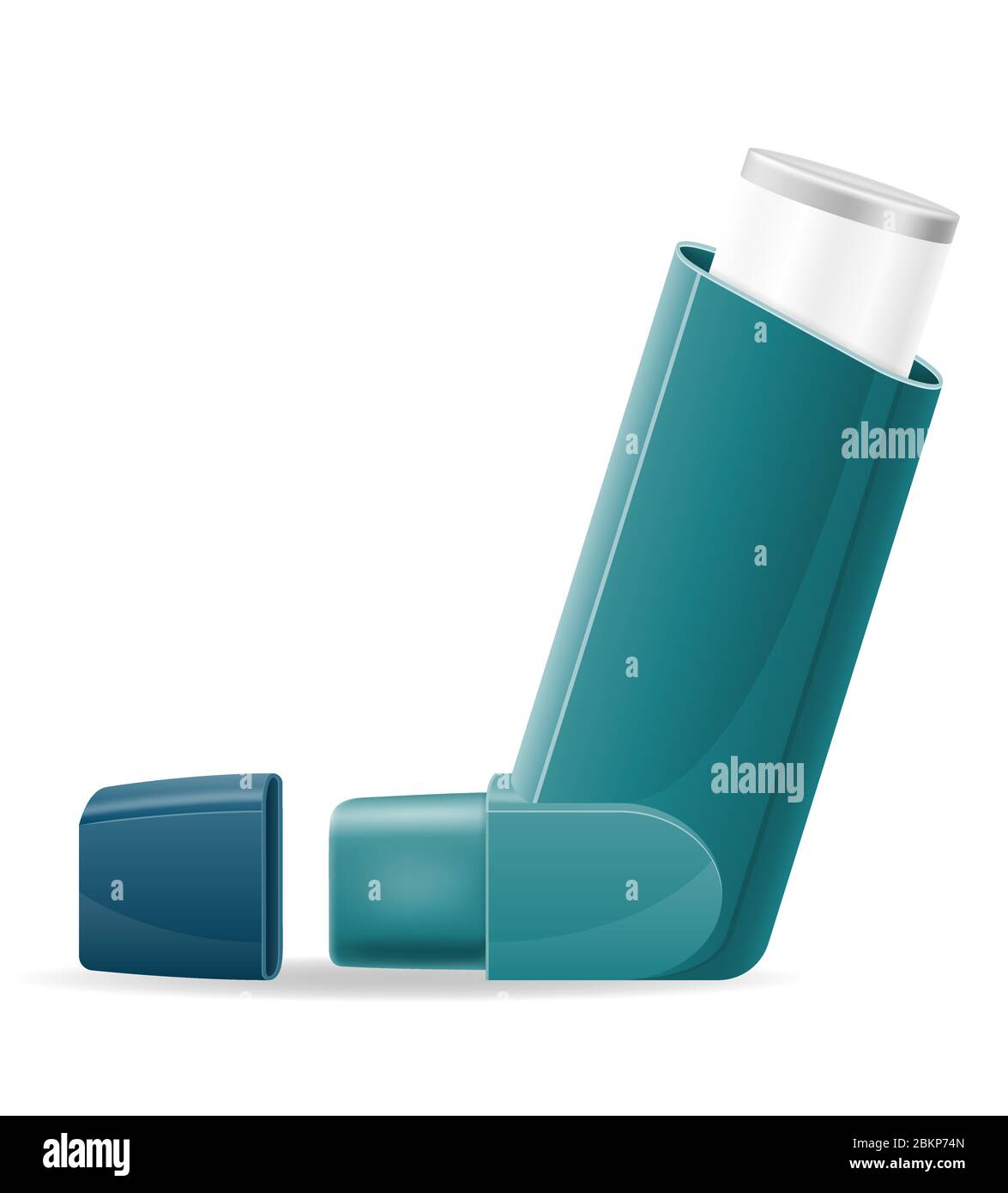 Medizinischer Inhalator für Patienten mit Asthma und Kurzatmigkeit in der Behandlung und Prävention der Krankheit Vektor-Illustration isoliert auf weiß Stock Vektor