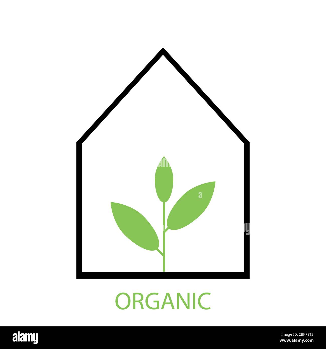 Öko Bio-Haus mit grünen Blatt-Symbol, Symbol für Wirtschaft, Umwelt und Nachhaltigkeit Stock Vektor
