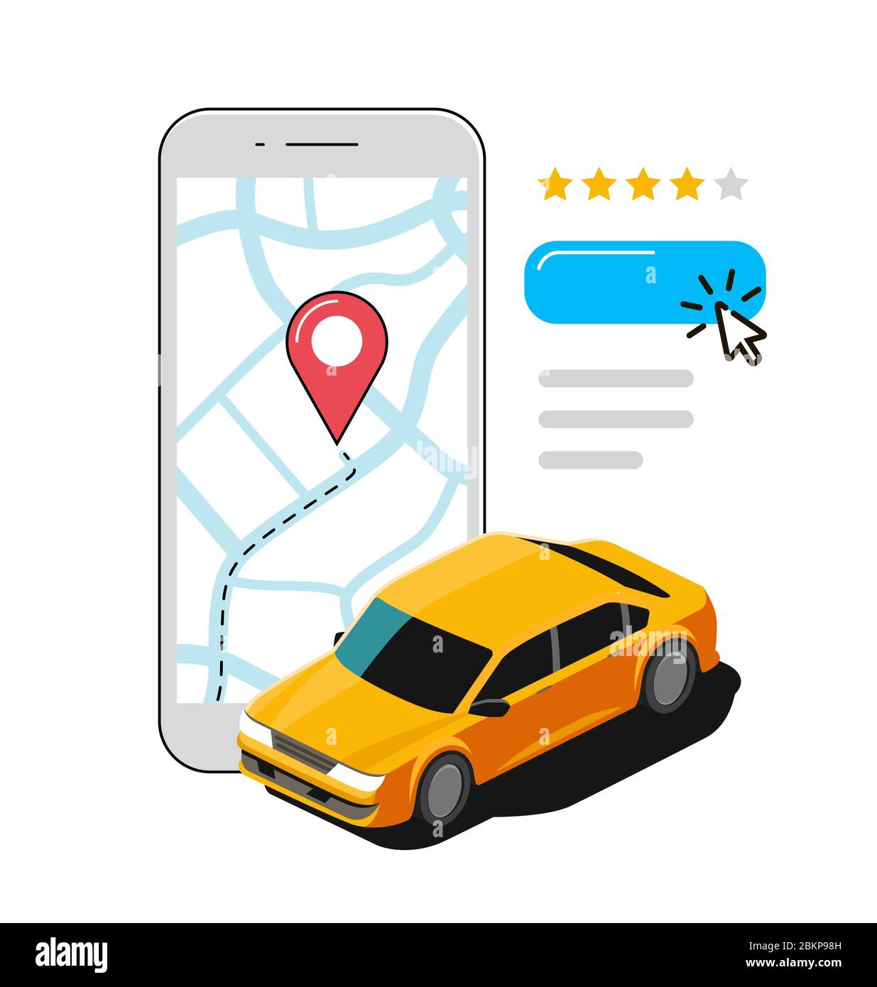 Taxi-Anruf über mobile Anwendung. Vektordarstellung für den Transport Stock Vektor