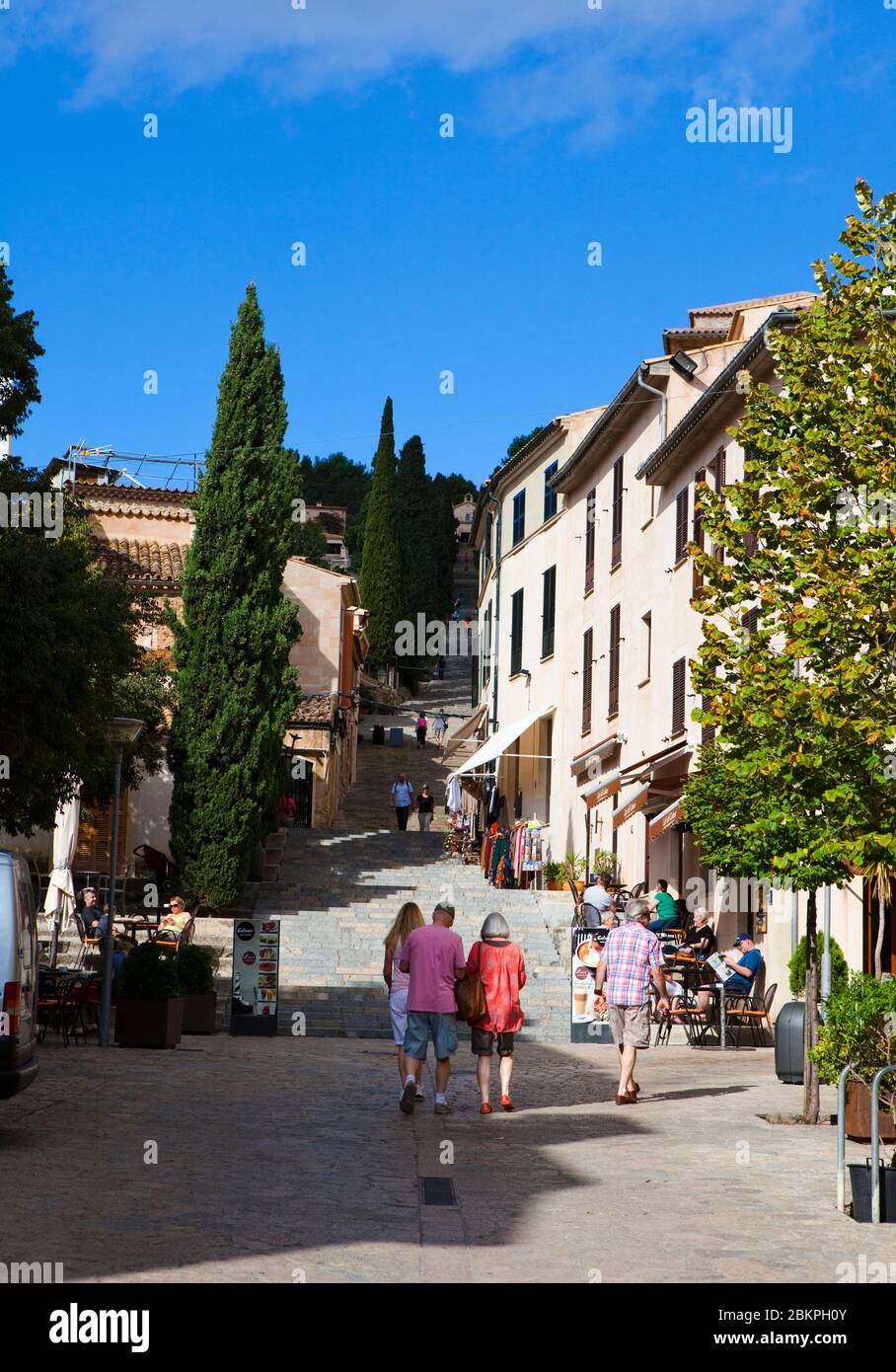Die 365 Stufen von Calvary, Pollenca, im Nordwesten Mallorcas. Stockfoto