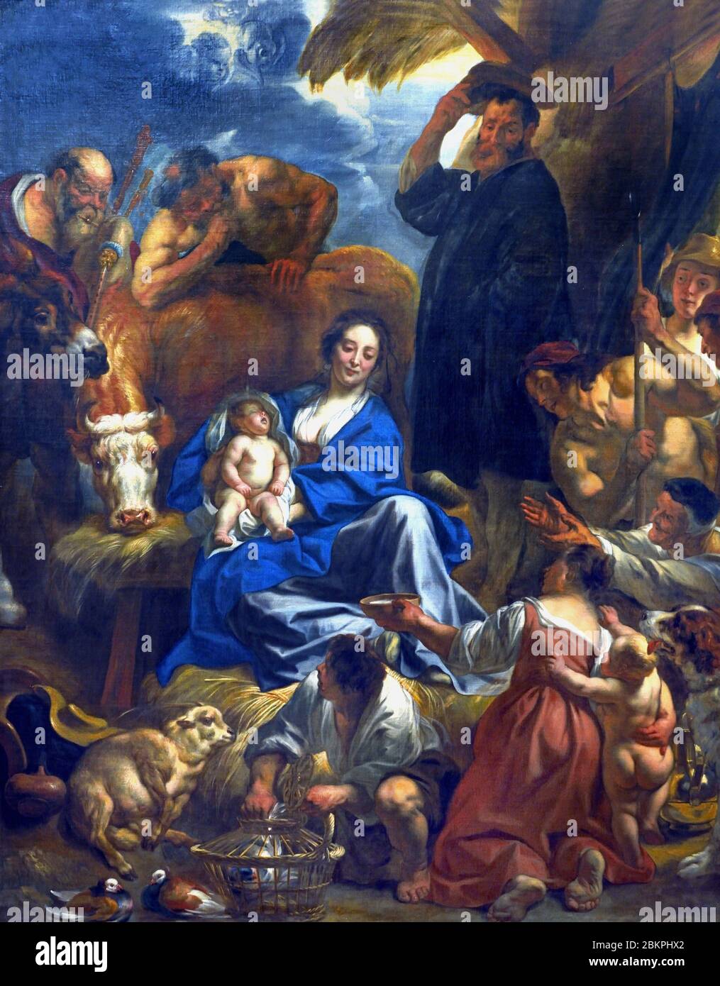 Die Anbetung der Hirten - Berger 1644 von Jakob - Jacques JORDAENS 1593 - 1678 Flämisch Belgien Begian Stockfoto
