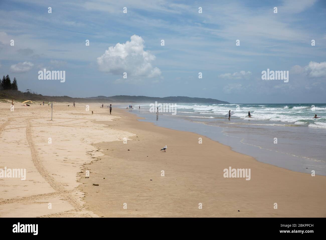 Lennox Head und sieben Meilen Strand in Nord-NSW, Australien mit Ungewöhnliche Wolkenformationen Stockfoto