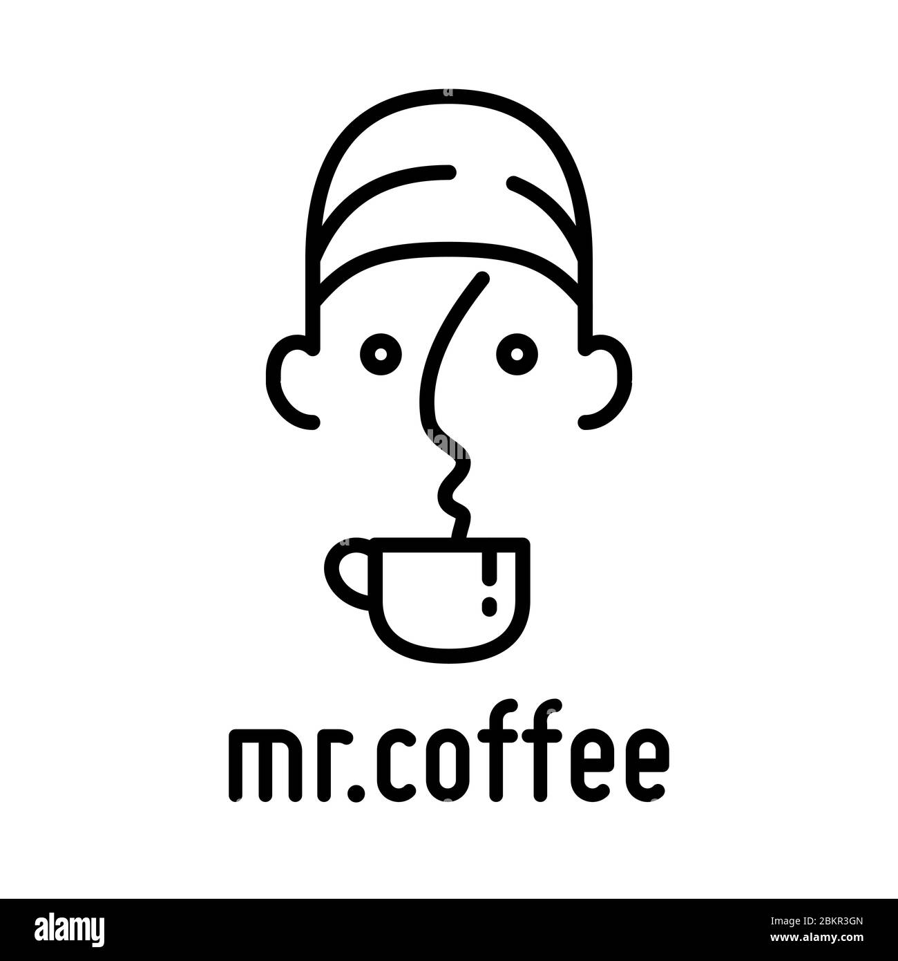 Ein Barista mit einer Vorlage für das Logo für den Kaffee mit Kappe. Creatvity Idea.Coffee-Logo. - Vektor. Stock Vektor