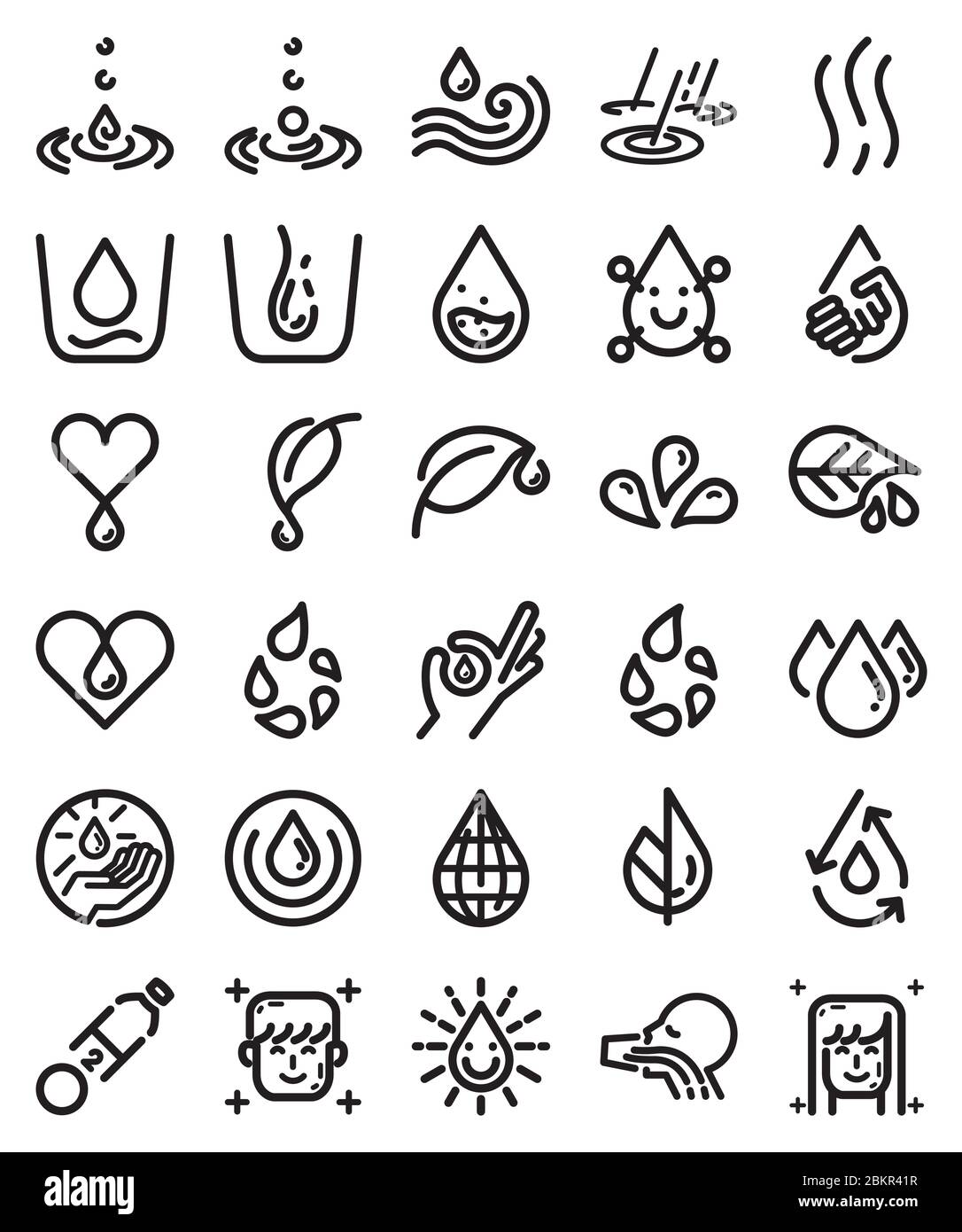 Trinkwasser Symbol Vektor-Set. Stil der Strichkunst. Stock Vektor