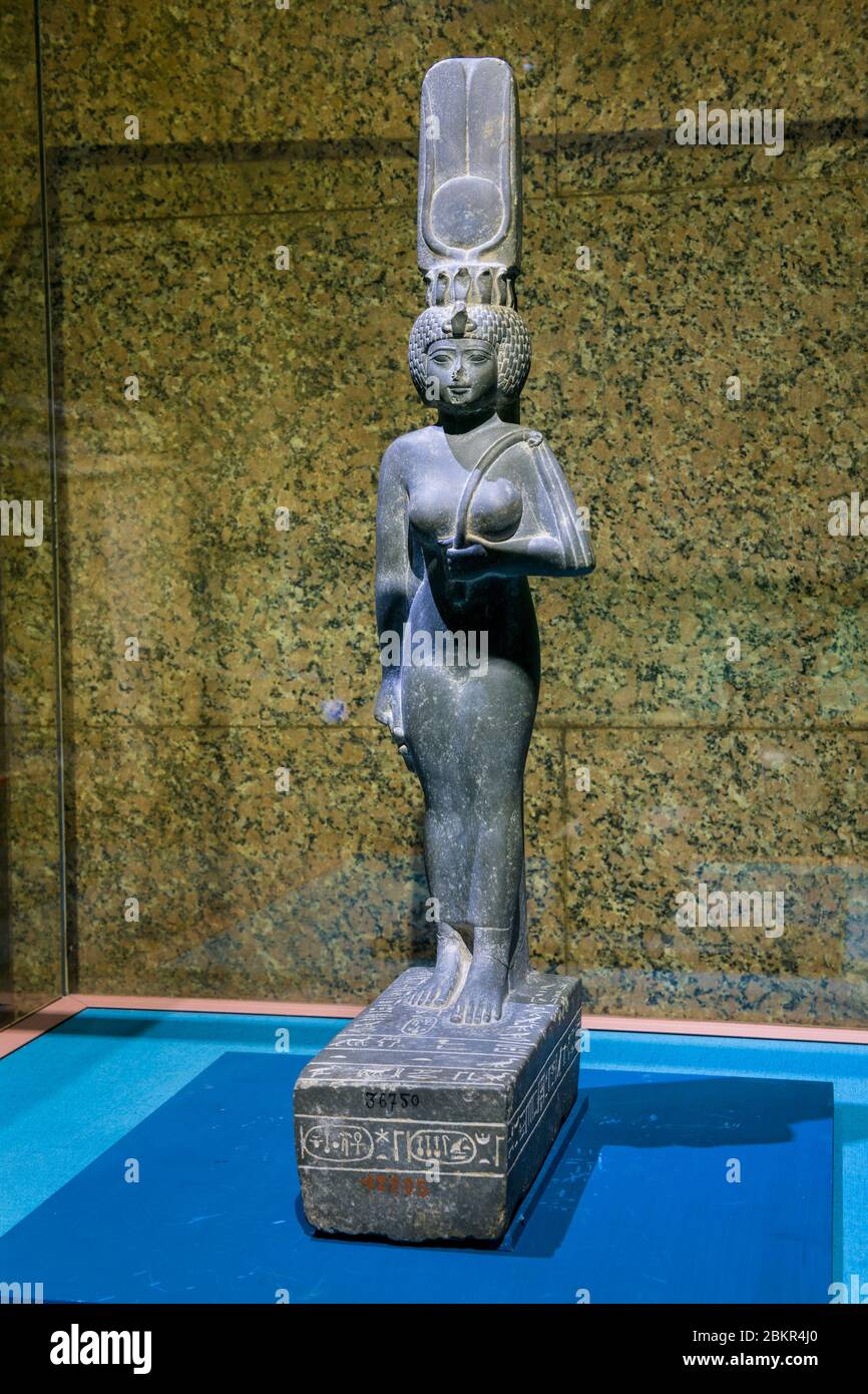 Ägypten, Oberägypten, Niltal, Assuan, Nubien-Museum, Statue von Ankhnesneferibre, Tochter eines der saitischen Könige, die letzte göttliche Frau von Amun Stockfoto