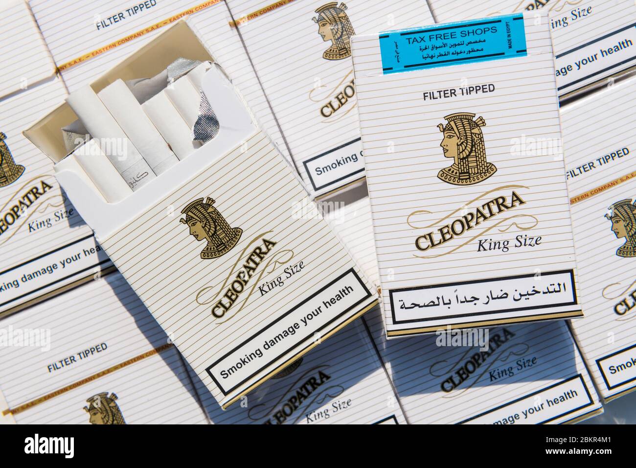 Ägypten, Kairo, Zigarettenpackung Cleopatra Stockfotografie