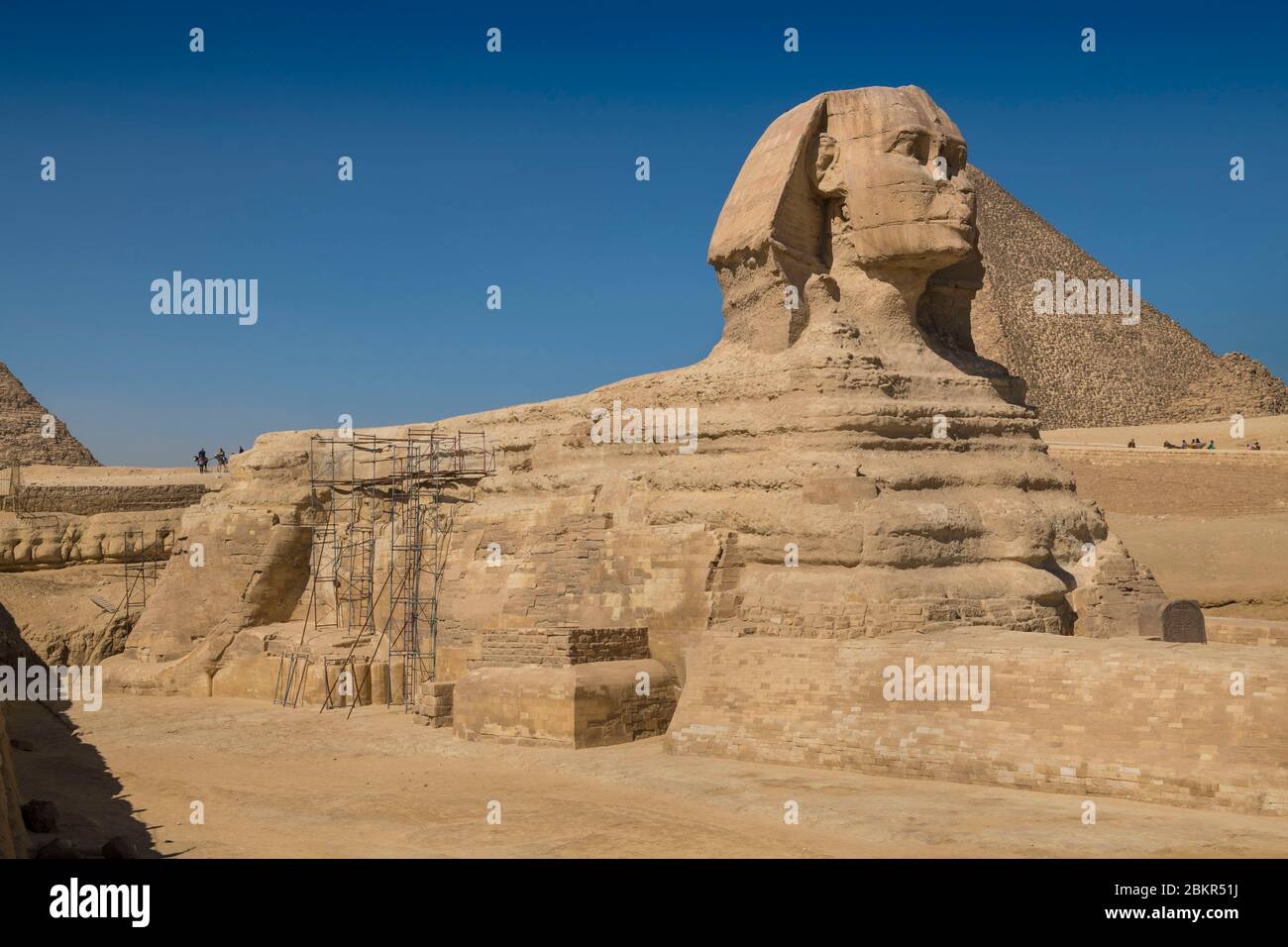 Ägypten, Kairo, Gizeh, UNESCO-Weltkulturerbe, die Pyramiden Sphinx, Chephren und Cheops Stockfoto