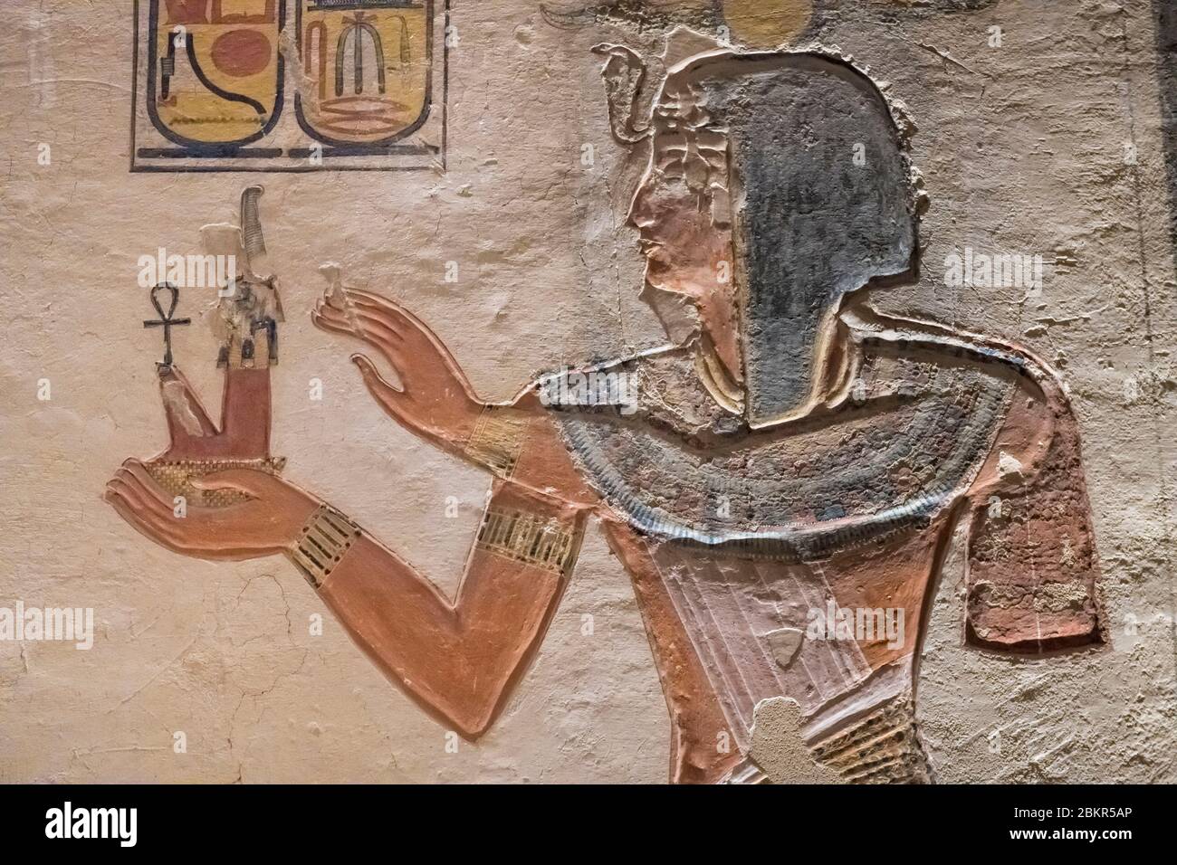 Ägypten, Oberägypten, Niltal, Umgebung von Luxor, Thebes Nekropole als Weltkulturerbe der UNESCO, Tal der Könige, Wandmalerei im KV6 Grab des Königs Ramses IX Stockfoto