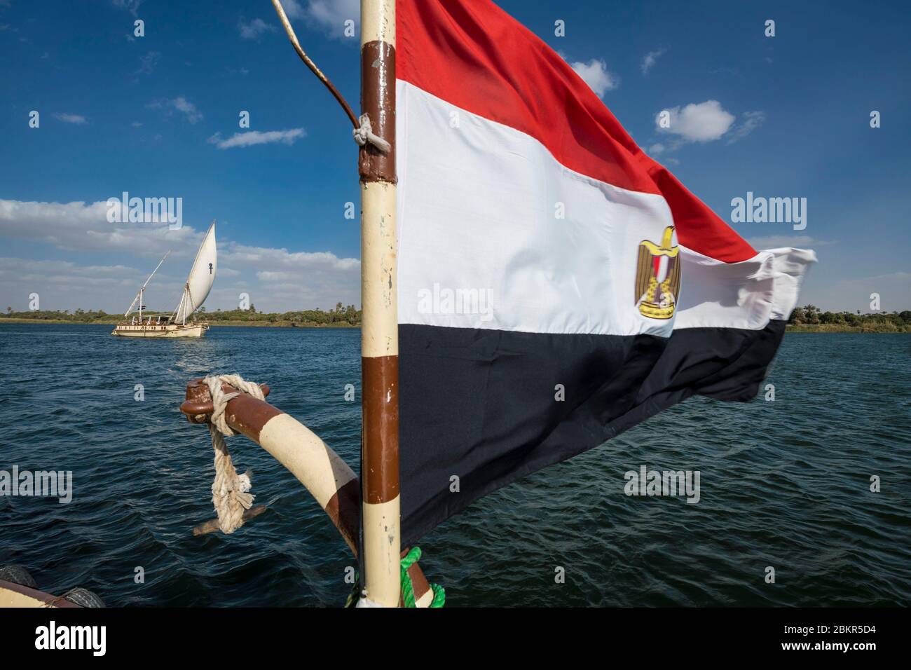 Ägypten, Oberägypten, Niltal, Esna, die Ankh1 dahabieh Segeln auf dem Nil zwischen Luxor und Assuan Stockfoto