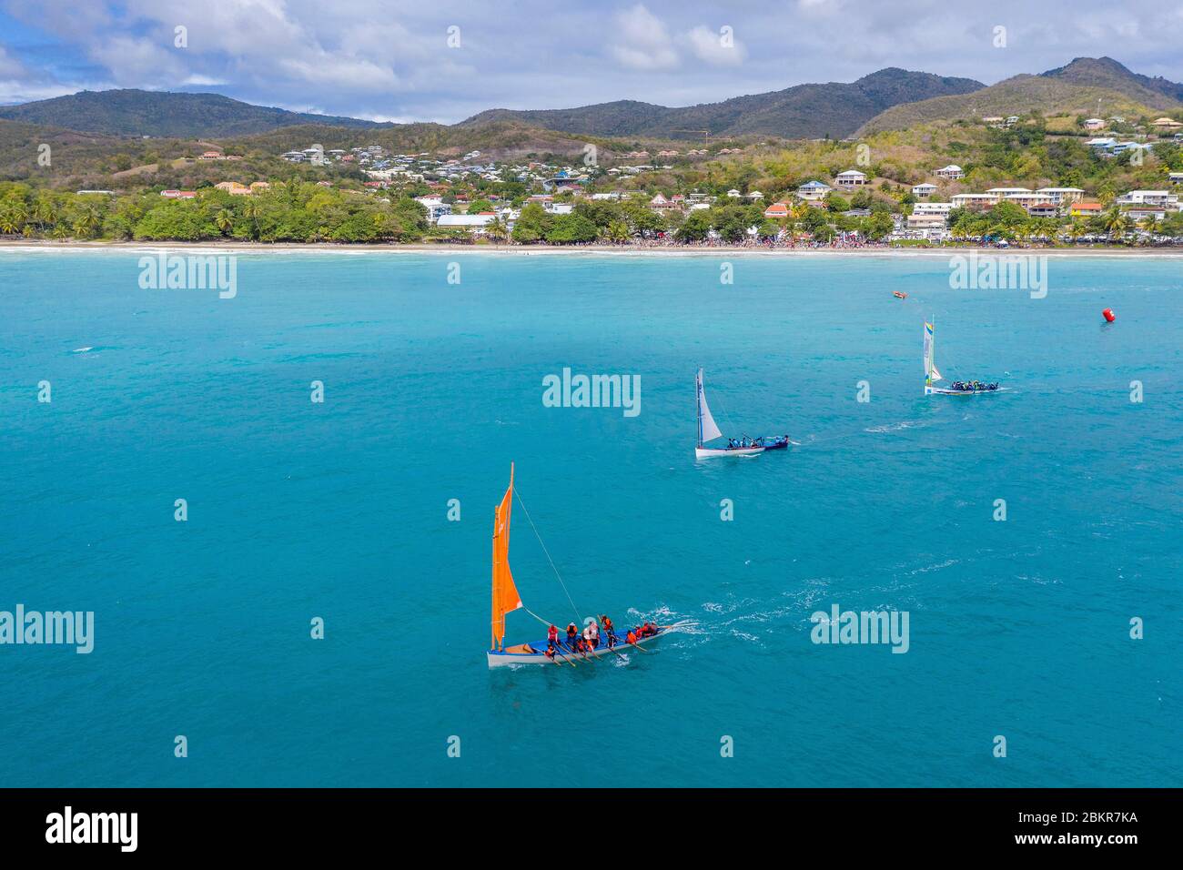 Frankreich, Martinique, Baie du Diamant, yole ronde de Martinique, Rennen um die Inschrift auf das immaterielle Erbe der UNESCO Stockfoto