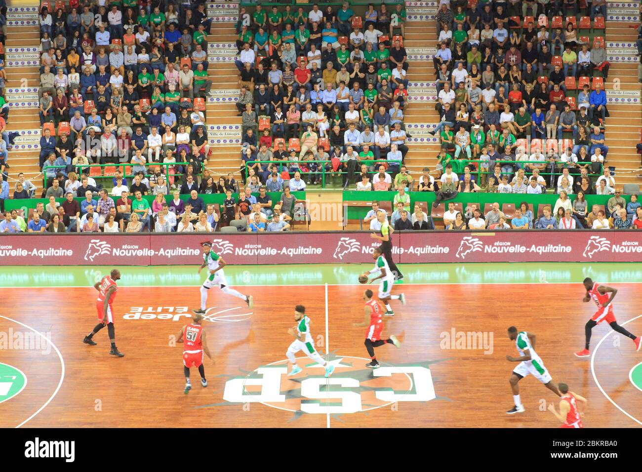 Frankreich, Haute Vienne, Limoges, BeauBlanc Sportpalast, Basketballspiel zwischen Limoges CSP und JL Bourg Stockfoto
