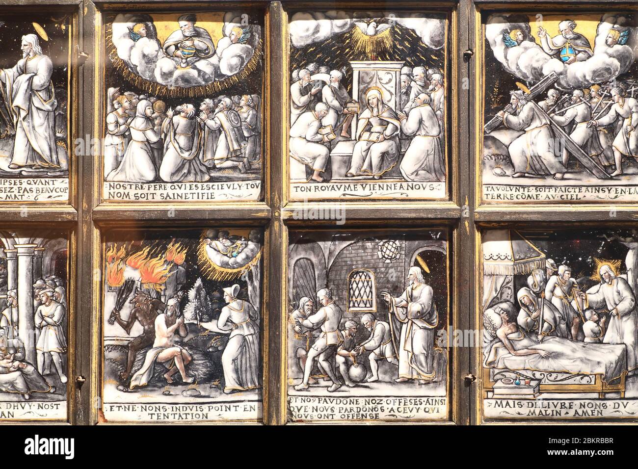 Frankreich, Haute Vienne, Limoges, historisches Viertel der Stadt, Bischofspalast, Museum der Schönen Künste von Limoges (BAL) im Bischofspalast des 18. Jahrhunderts installiert, lokale Emaillen, die das Vaterunser darstellen (Mitte des 16. Jahrhunderts) Stockfoto