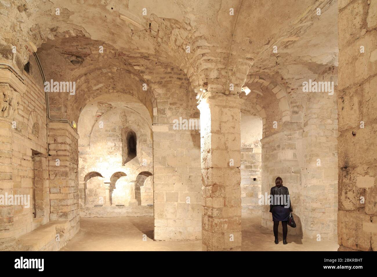 Frankreich, Loiret, Orleans, Stiftskirche von Saint Aignan, Krypta aus dem 11. Jahrhundert Stockfoto