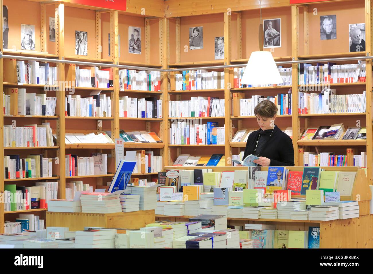 Frankreich, Loiret, Orleans, Place de la Republique, Librairie Nouvelle d'Orleans existiert seit 1545 (die älteste in Europa) und gehört seit 2014 zu den Editionen Albin Michel Stockfoto