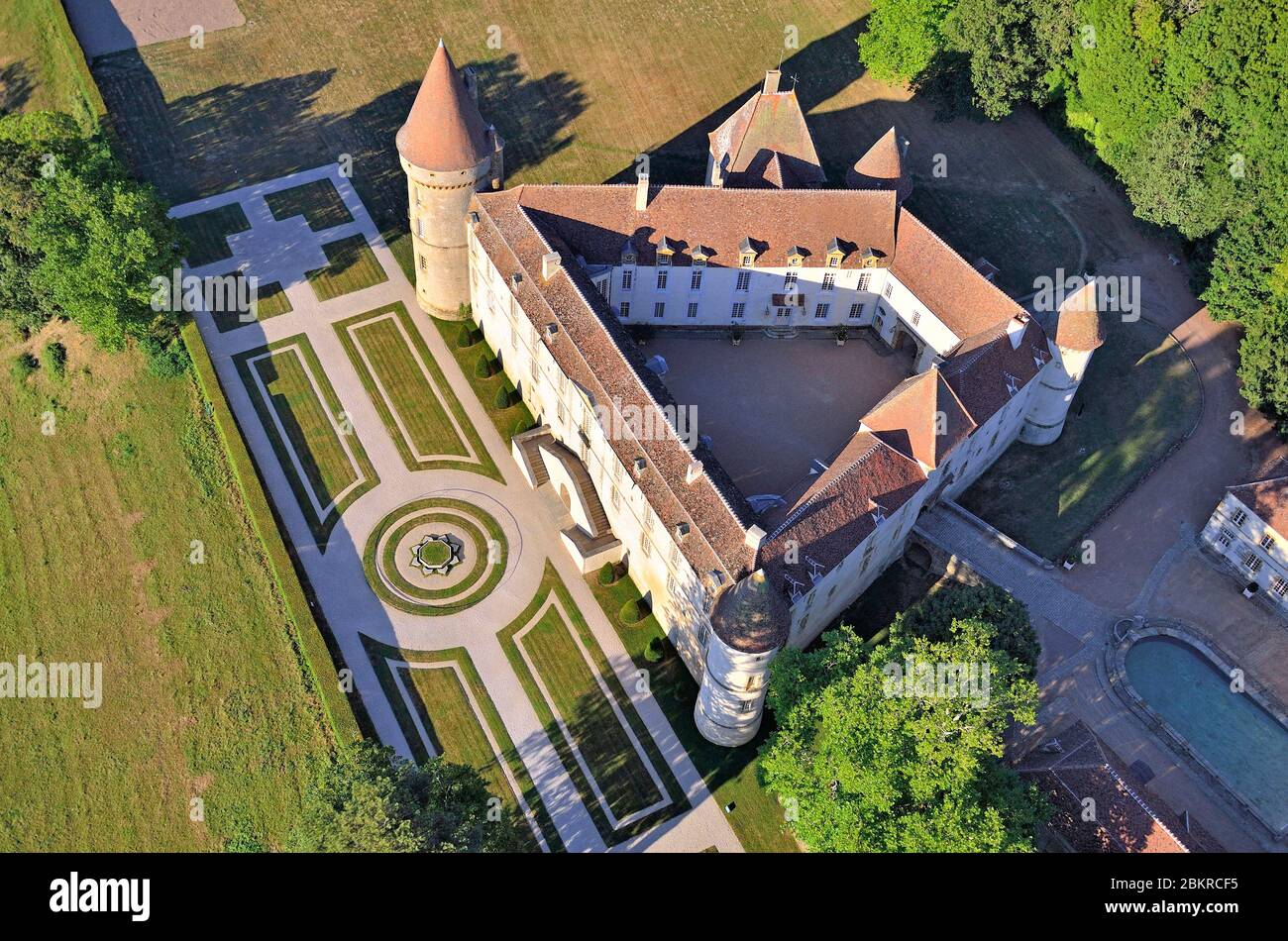 Frankreich, Nievre, das Schloss von Bazoches Morvan gehörte, Marschall Vauban (Luftbild) Stockfoto