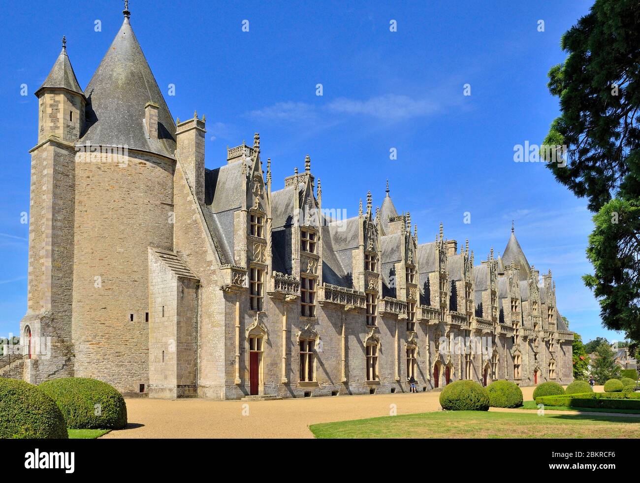 Frankreich, Morbihan, Josselin, Josselin Burg Flamboyantstil Stockfoto