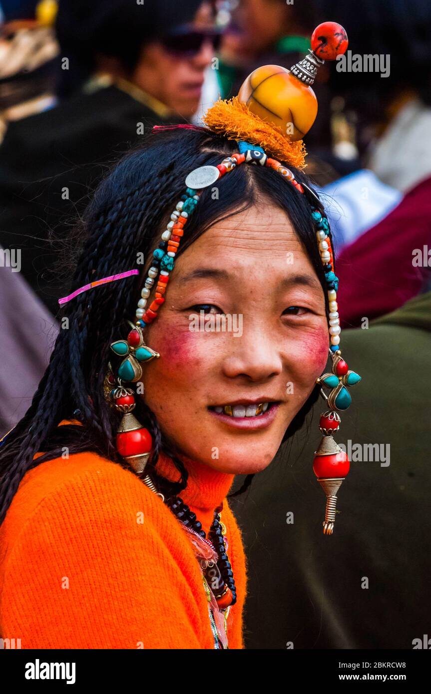 China, Osttibet, oder Kham, Qinghai, Yushu oder Jyekundo, Gyelring Nomadenfest, in der Nähe von Rongzhi Kloster Stockfoto