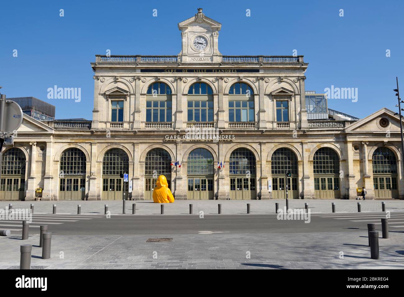 Frankreich, Nord, Lille, Covid-19 oder Coronavirus gesperrt, Bahnhof Lille Flandres geschlossen Stockfoto