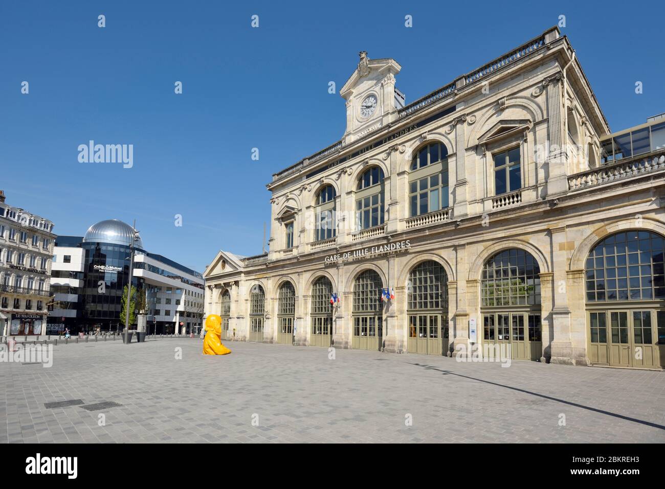 Frankreich, Nord, Lille, Covid-19 oder Coronavirus gesperrt, Bahnhof Lille Flandres geschlossen Stockfoto
