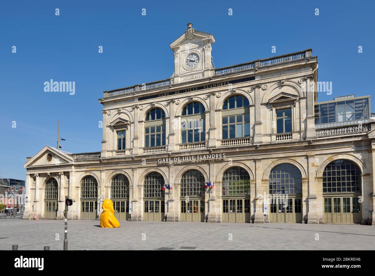 Frankreich, Nord, Lille, Covid-19 oder Coronavirus gesperrt, Bahnhof Lille Flandres geschlossen Stockfoto