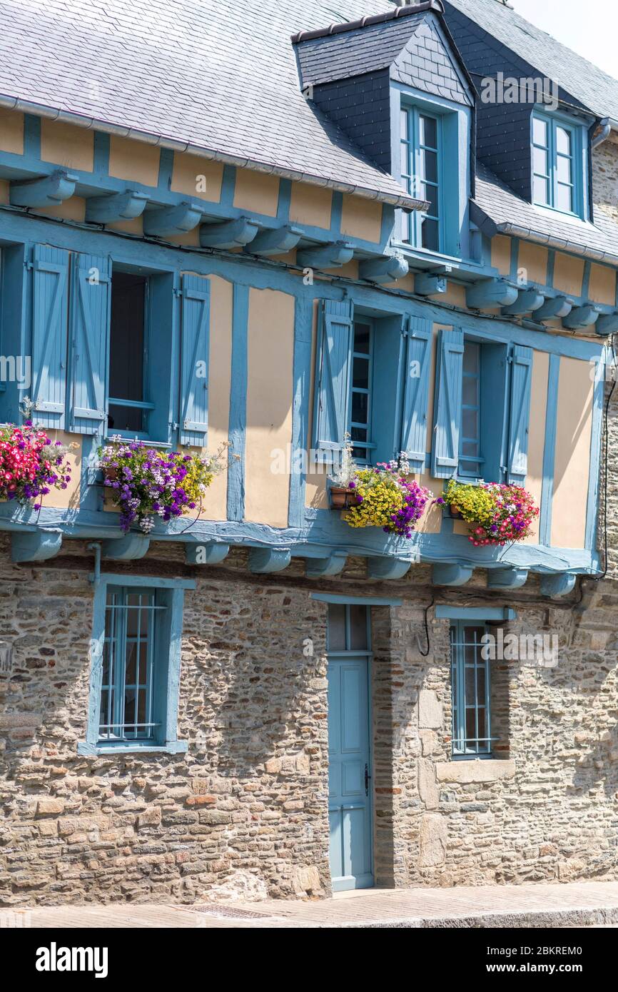 Frankreich, Morbihan, Josselin, Fachwerkhaus im historischen Zentrum Stockfoto