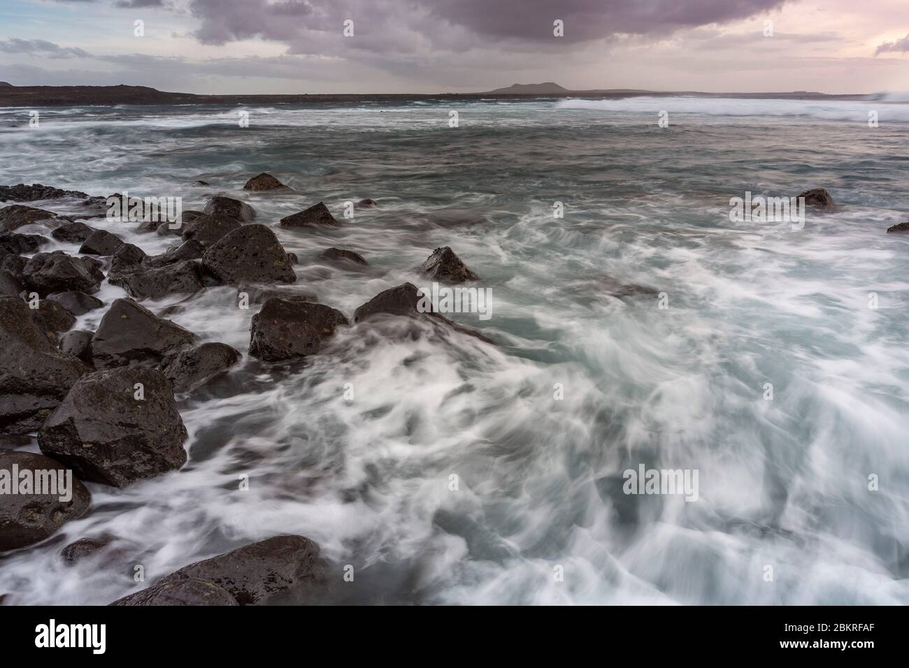 Spanien, Kanaren Inseln, Lanzarote Insel, Lava Buchten von Los Hervideros Stockfoto