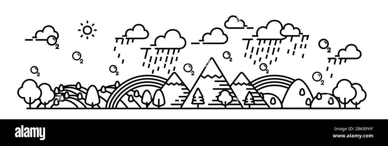 Panorama-Blick auf die Regenbogenlandschaft. Perfekte Umgebung. Stock Vektor