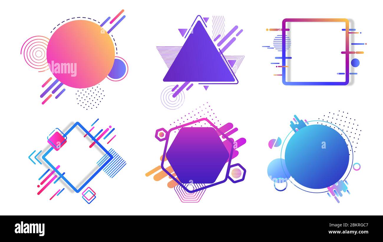 Farbige Banner verschiedene geometrische Formen. Abstrakte grafische Bilder Hexagon blauen Kreis. Stock Vektor
