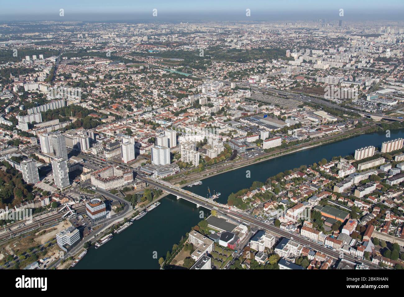 Frankreich, Val de Marne, Choisy le ROI, Gare, seine (Luftaufnahme) Stockfoto